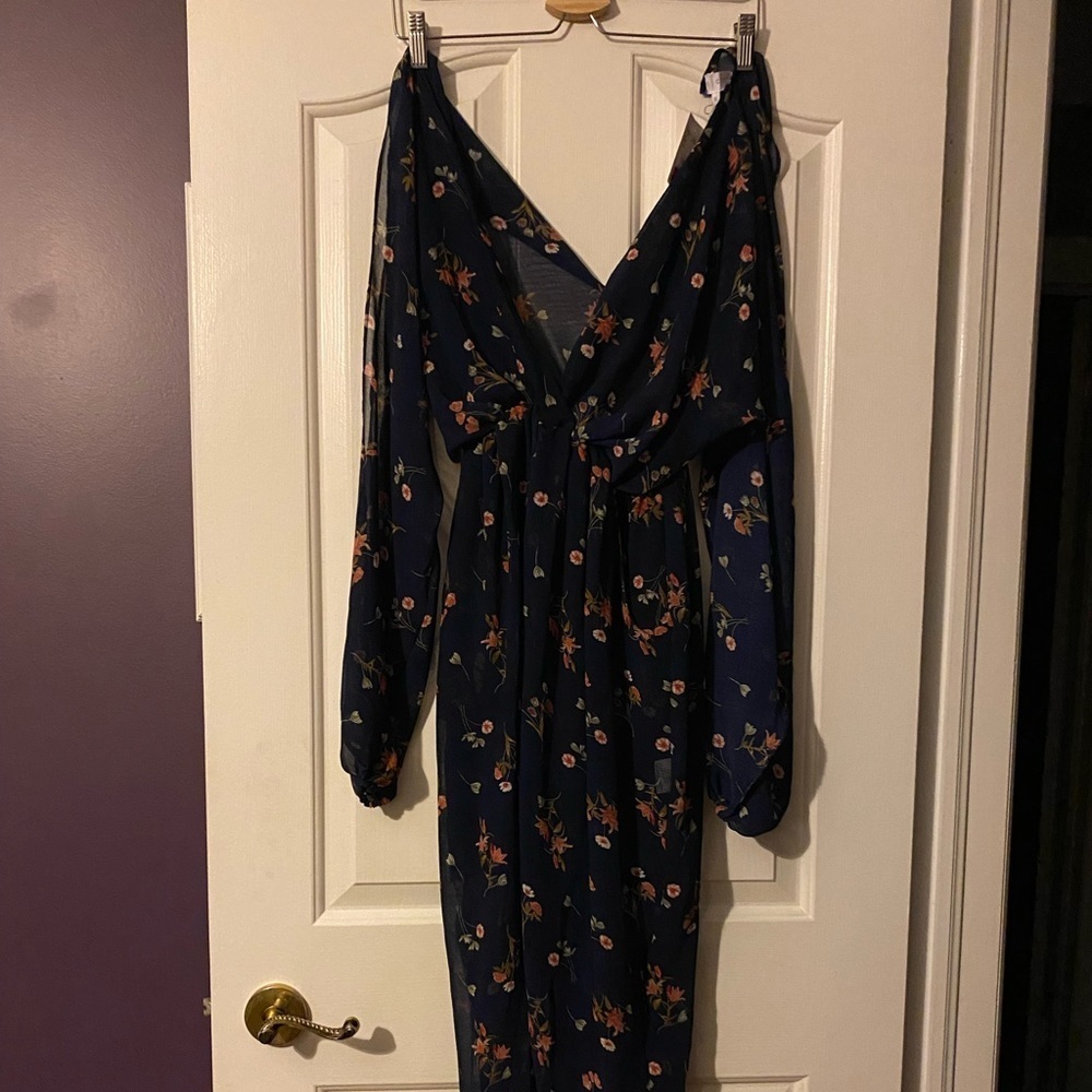 Brand new with tags: floral chiffon dress with open cut outs